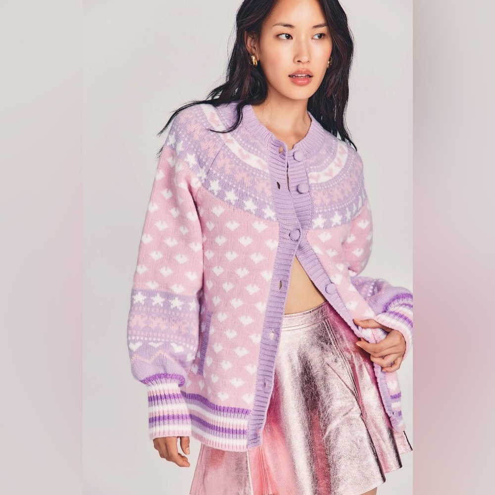 LOVESHACKFANCY Amalo Boyfriend Cardigan| Macaron Pink
